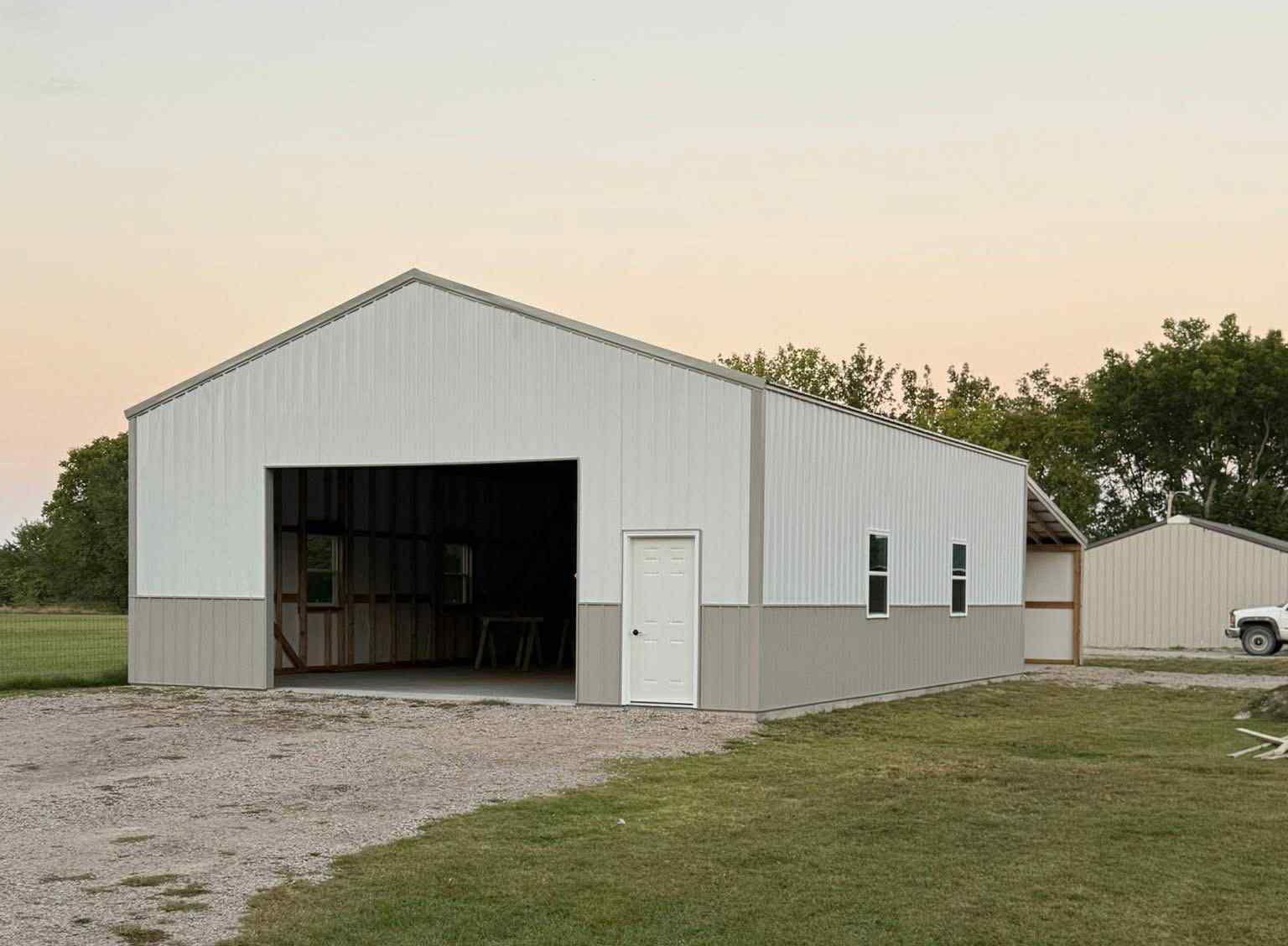 30 by 40 by 12 metal building with a lean-to